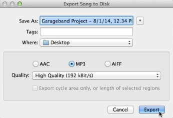 How to export from garageband